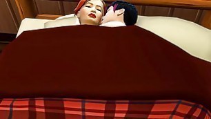 Mom has to share the bed with her son at the hotel because they did not have other empty rooms or with several beds - Family sex