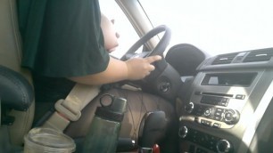 Chubby Girl Drives with Tits out in the Afternoon