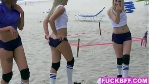 Volleyballin teen best friends share a very big dick