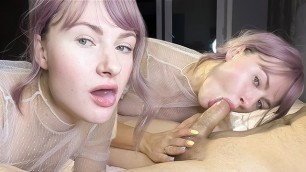 Slutty Blonde Diligently Sucks Big Dick and Swallows Cum